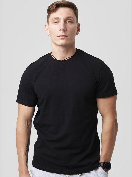 Черная базовая футболка хлопок
