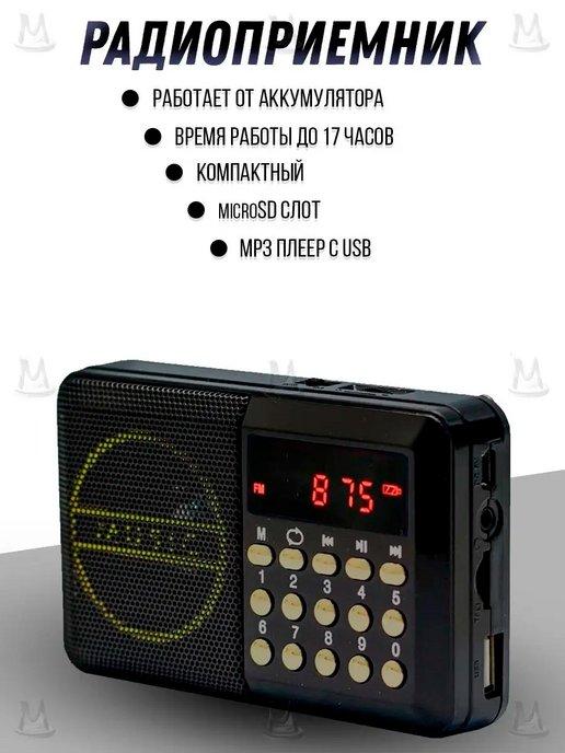 Мобильный портативный радиоприемник MP3 FM USB MicroSD