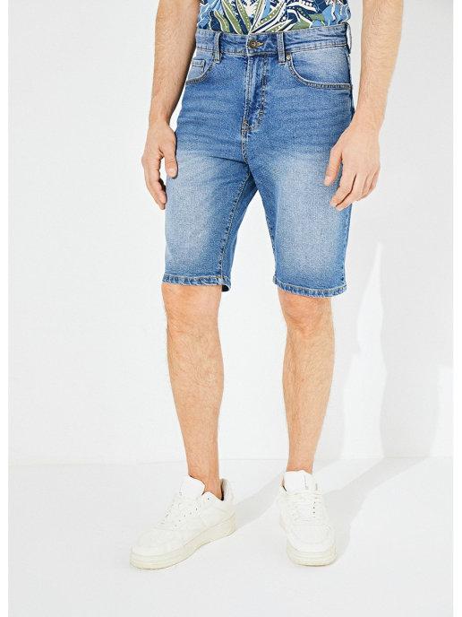 Летние джинсовые шорты выше колена на молнии с пуговицей