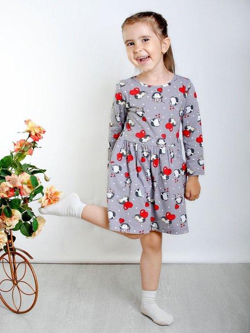 Платье детское для девочки с длинным рукавом в садик