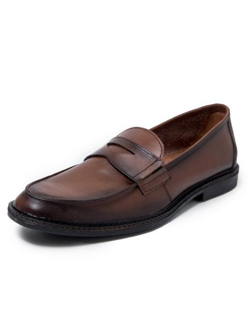 Туфли пенни-лоферы мужские классические кожаные на каблуке