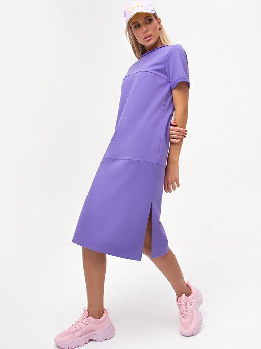 SVETOZARA | Летнее длинное платье-футболка с разрезами