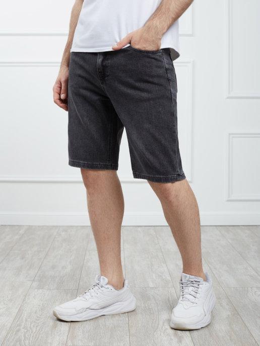 Мужские шорты джинсовые летние длинные серые большие размеры