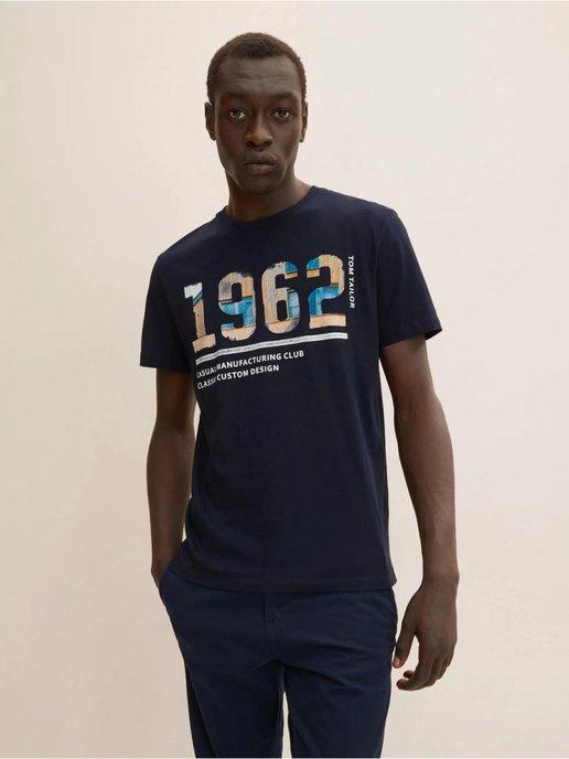 Прямая футболка хлопок с принтом 1962