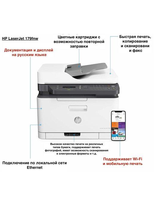 + USB кабель + Wi-Fi + МФУ Color Laser 179fnw (4ZB97A)