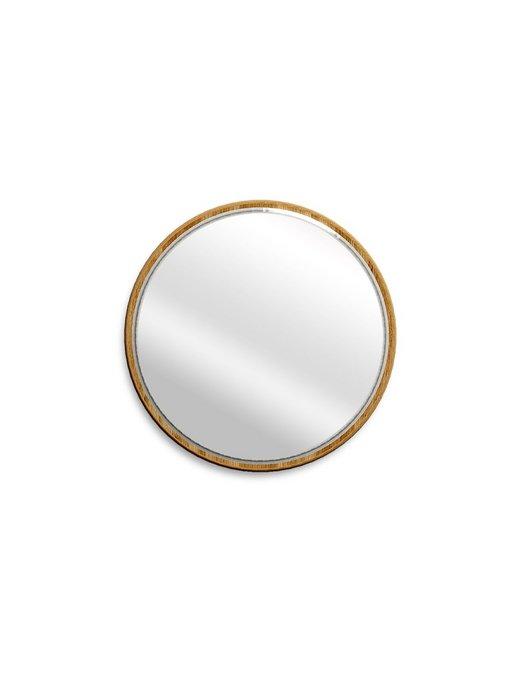 Зеркало настенное круглое в деревянной раме, в гостиную