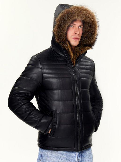 OGMANDO Brand | куртка зимняя кожаная с капюшоном