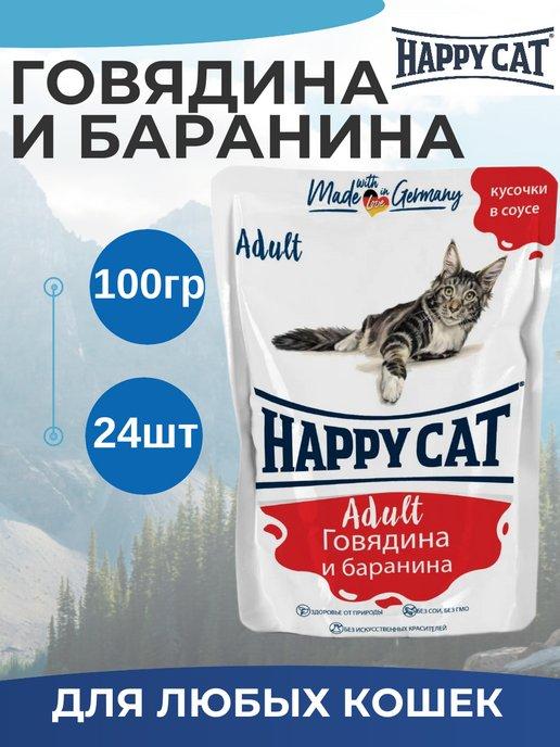 Корм для любых кошек, говядина и баранина (24шт х 100г)