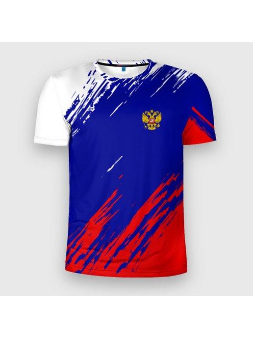 футболка 3d Slim Russia sport