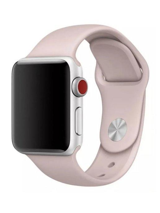 Cиликоновый ремешок на Apple Watch 42 44 45 49 мм розовый