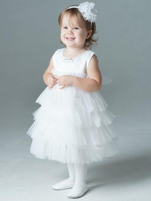 Платье праздничное пышное детское нарядное белое