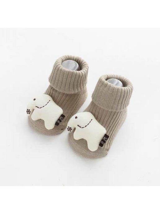 Носки с игрушкой для новорожденных малышей антискользящие