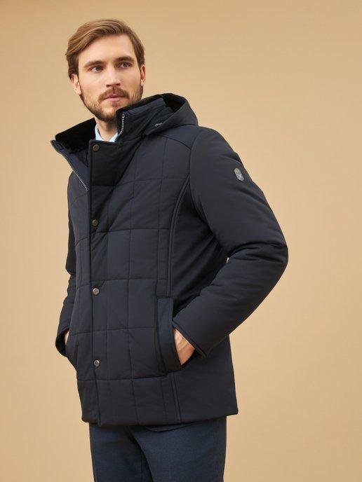 Куртка зимняя с капюшоном классическая с мехом стильная