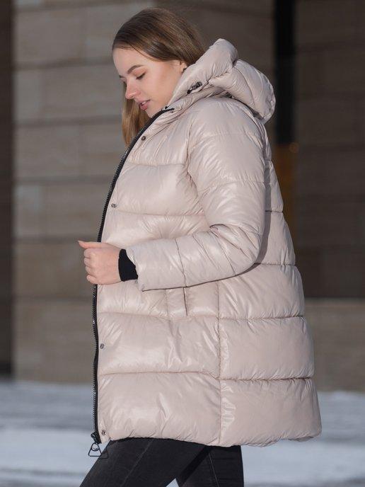 Куртка утепленная удлиненная пуховик осенняя зимняя