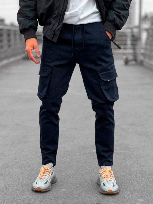 Джоггеры джинсовые на резинке с карманами