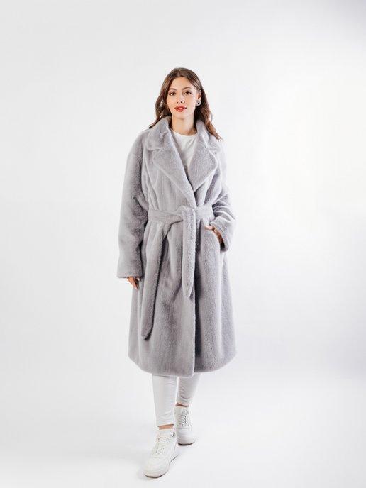 Original Fur company | Шуба из эко меха двубортное пальто с английским воротником