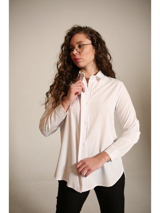 Блузка рубашка больших размеров офисная