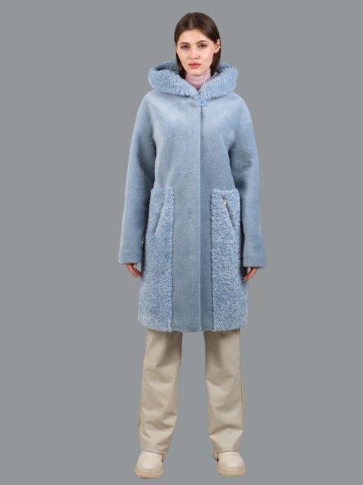 Пальто зимнее комбинированное из шерсти
