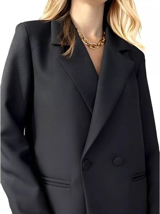 Пиджак оверсайз черный жакет удлиненный блейзер