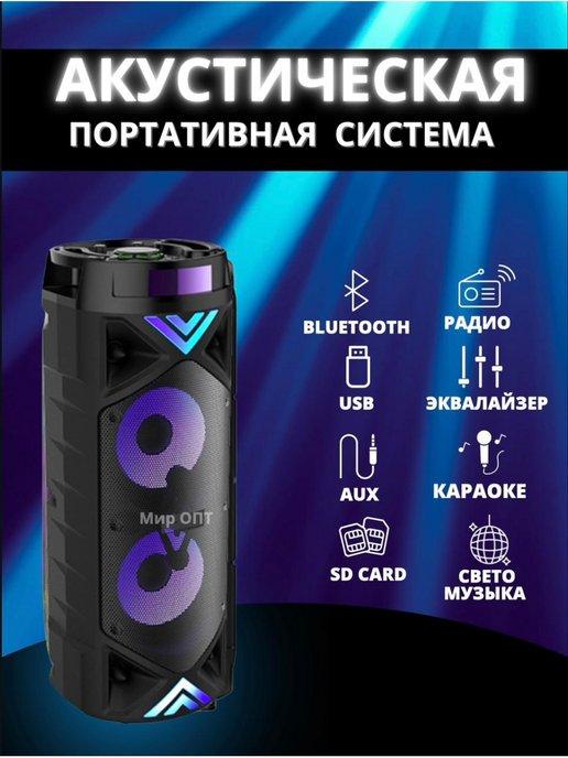 Акустическая портативная колонка bluetooth с караоке