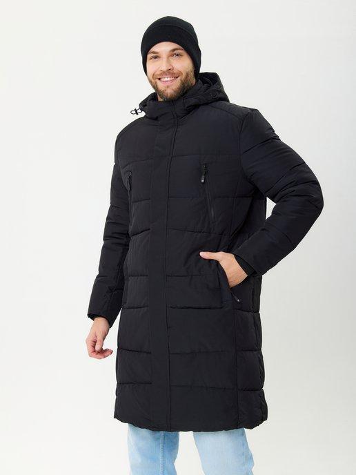Куртка мужская зимняя с капюшоном удлиненная теплая