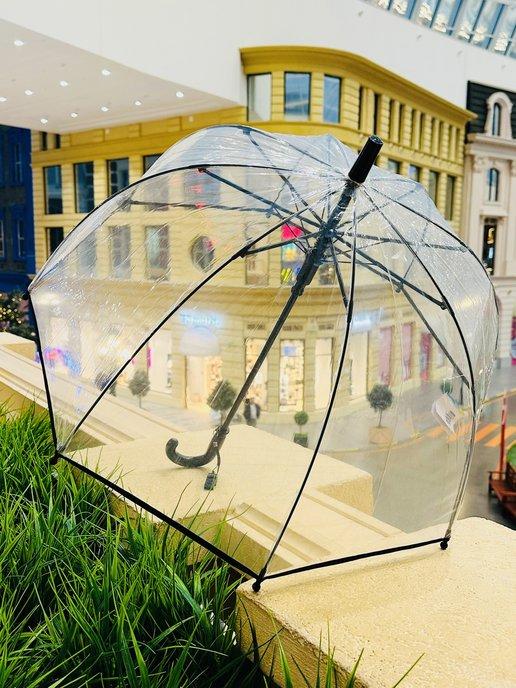 Прозрачный зонт «Чёрная кайма»