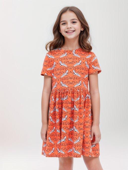 Платье летнее с коротким рукавом в детский сад нарядное