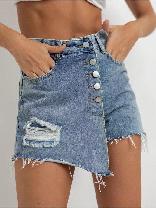 KSULOR BRAND | Юбка шорты летние джинсовые