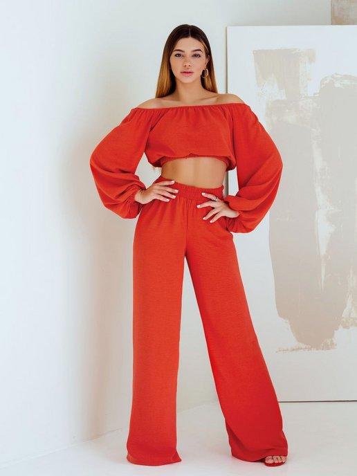 Usmanova Kate | Костюм летний с брюками и топом