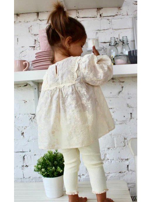Блузка для девочки малышки модная нарядная хлопковая