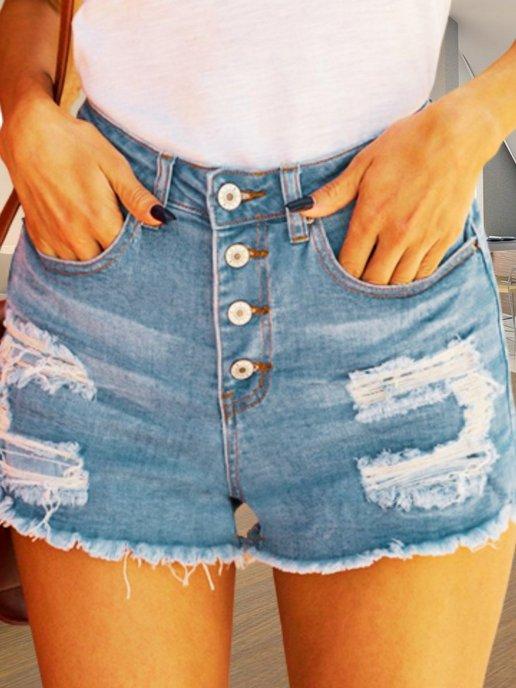 Шорты летние джинсовые короткие с бахромой