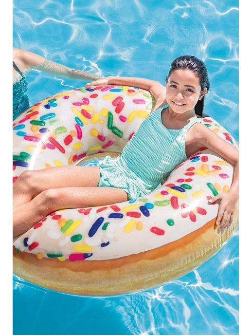 Круг для плавания надувной большой пончик 99 см