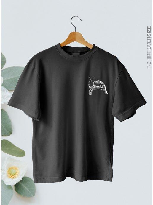 Оверсайз футболка с принтом лягушкой
