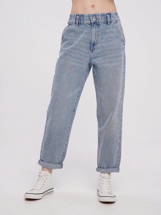 Укороченные джинсы багги с высокой талией