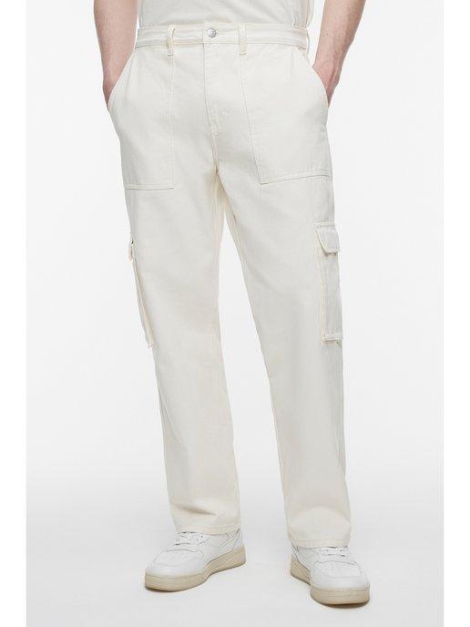 Джинсы карго мужские широкие с накладными карманами
