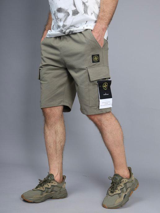 шорты летние с карманами на резинки хлопок