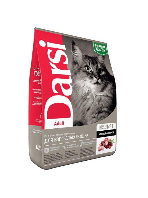 0,3 кг сухой корм для кошек, Adult Мясное ассорти