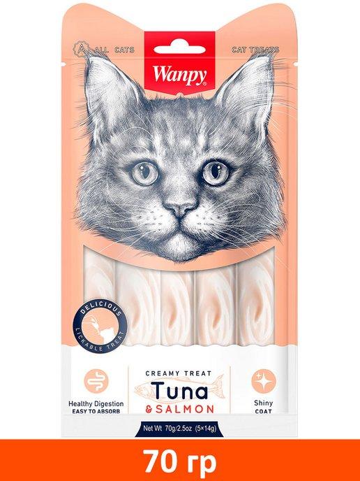 Wanpy | Лакомство пюре нежное для кошек тунец лосось 70 г