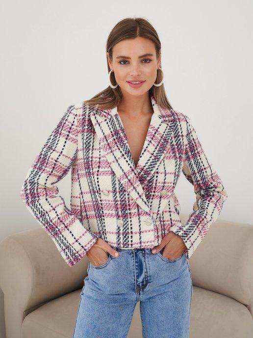 AmiBlooms | Пиджак теплый твидовый укороченный оверсайз жакет блейзер