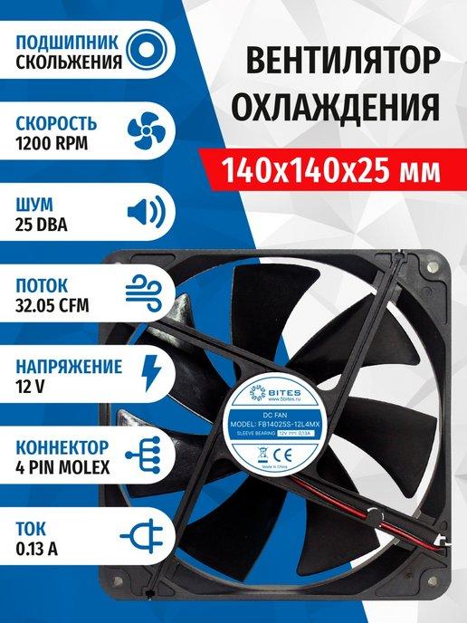 5bites | Вентилятор FB14025S-12L4MX, 140x140x25мм, Molex 4 pin