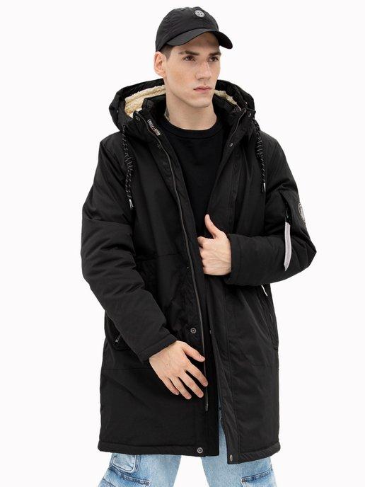 Полупальто зимнее утепленное с капюшоном, куртка