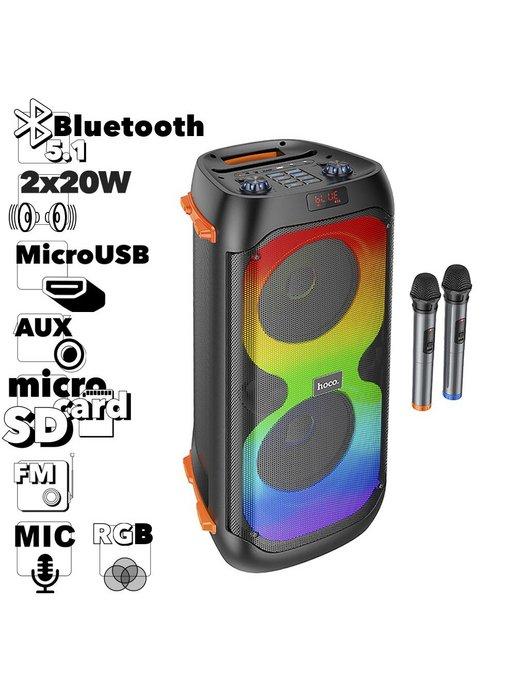 Колонка беспроводная караоке Bluetooth 2 микрофона