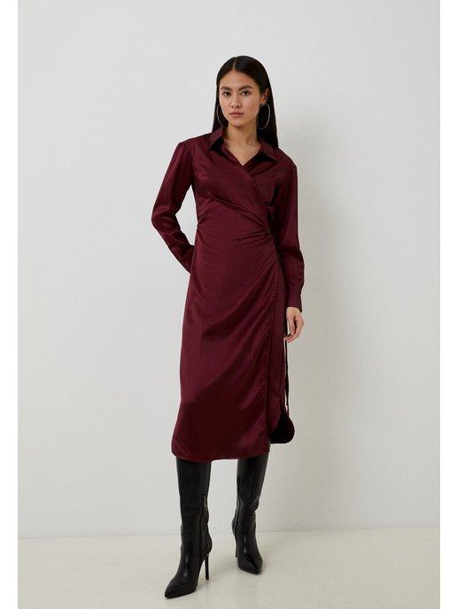 Платье-миди из сатиновой ткани