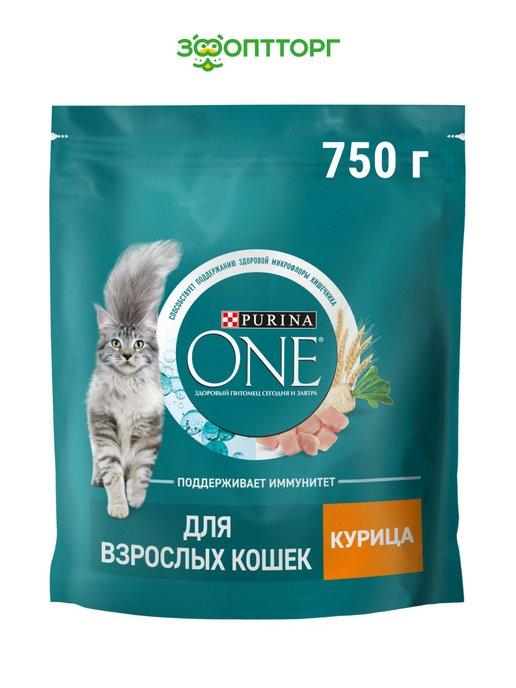 Сухой корм для кошек для взрослых кошек с курицей 750г