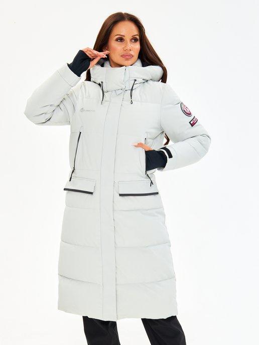 Зимний пуховик пальто утепленное длинное с капюшоном