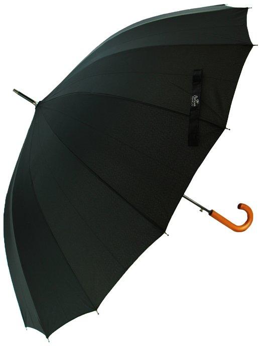 Черный мужской зонт трость купол 112 см 16 спиц, стильный