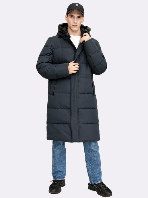 Пуховик пальто стеганый зимний с капюшоном