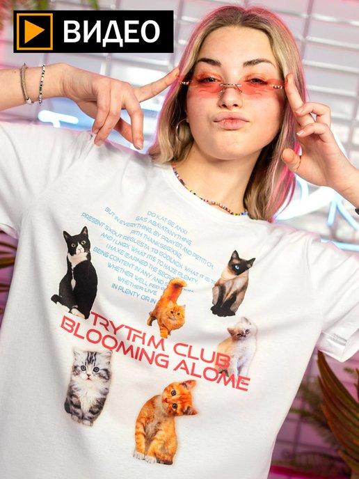 футболка с котиками y2k