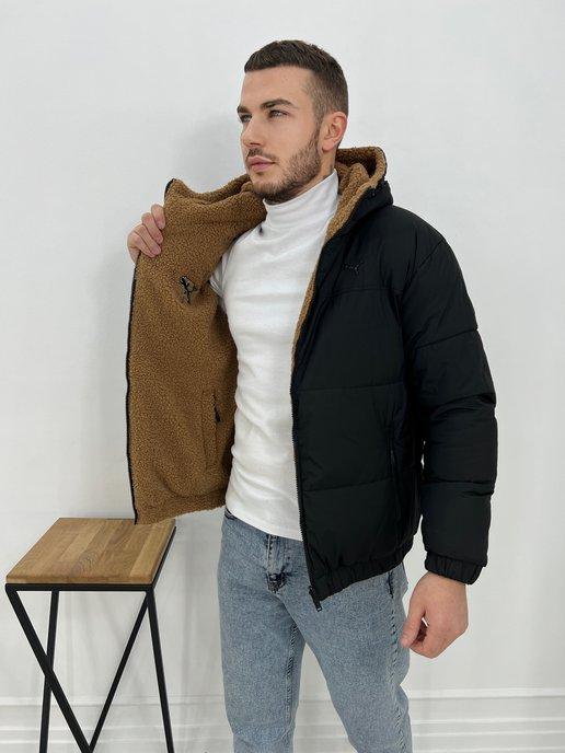 Куртка утепленная зимняя с капюшоном двухсторонняя