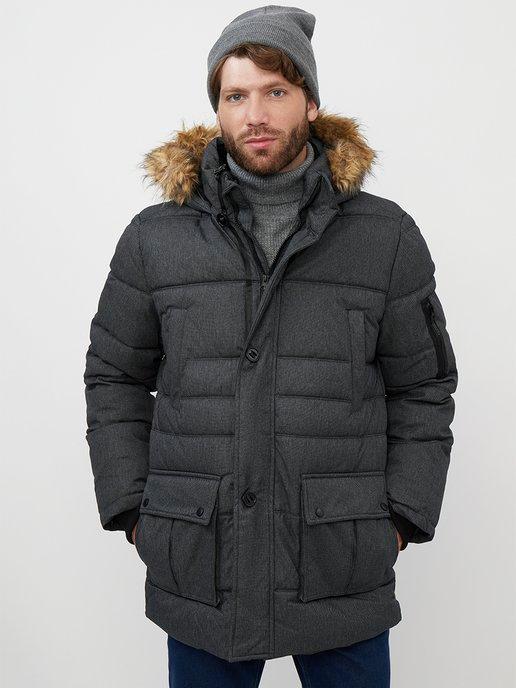 Куртка парка мужская зимняя удлиненная с капюшоном